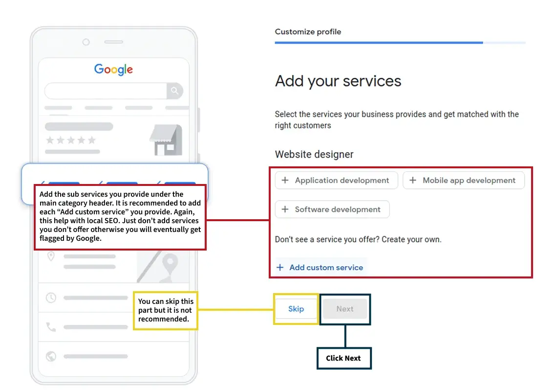 Google business services page Google business services page