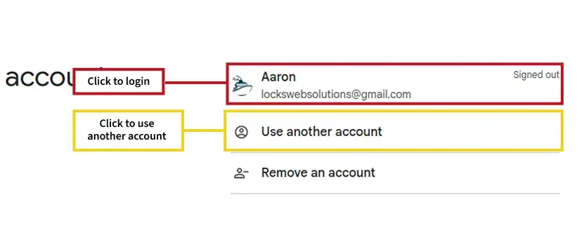 Google login page Google login page