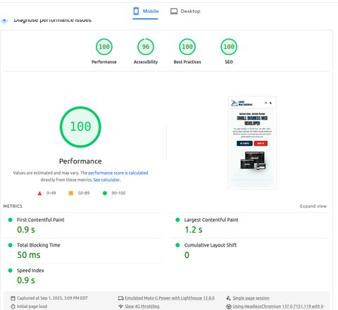 a clients websites preformance before