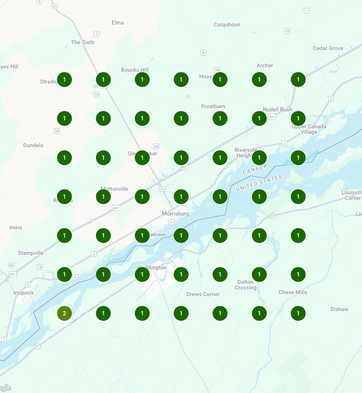 ontario Google map area