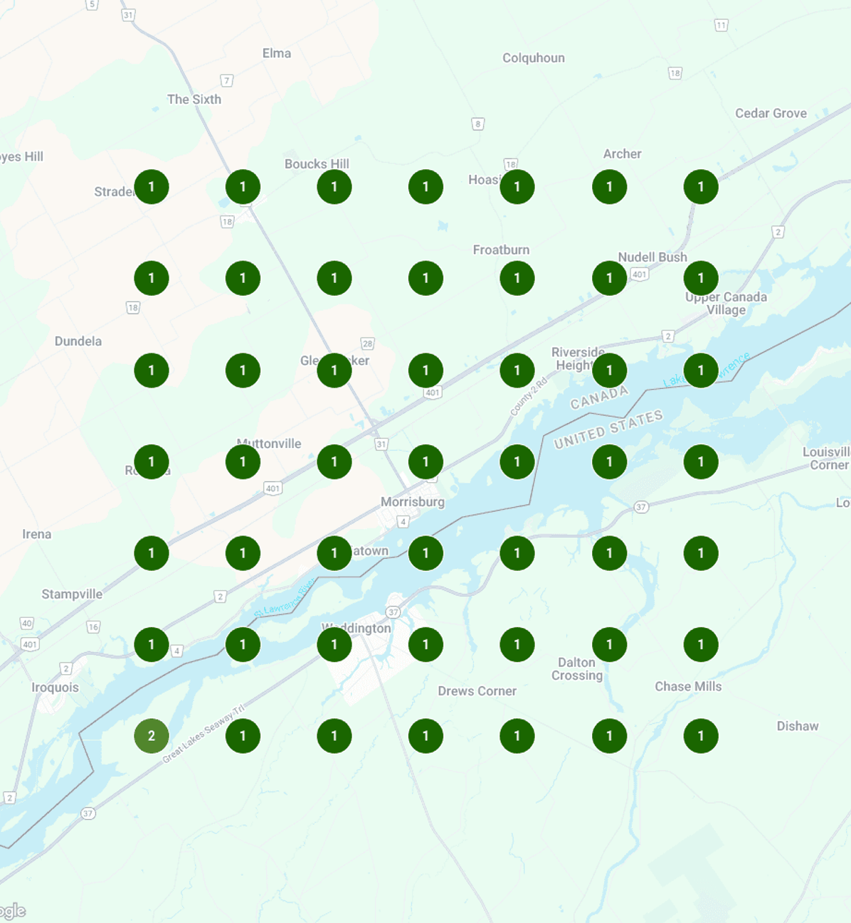 ontario Google map area